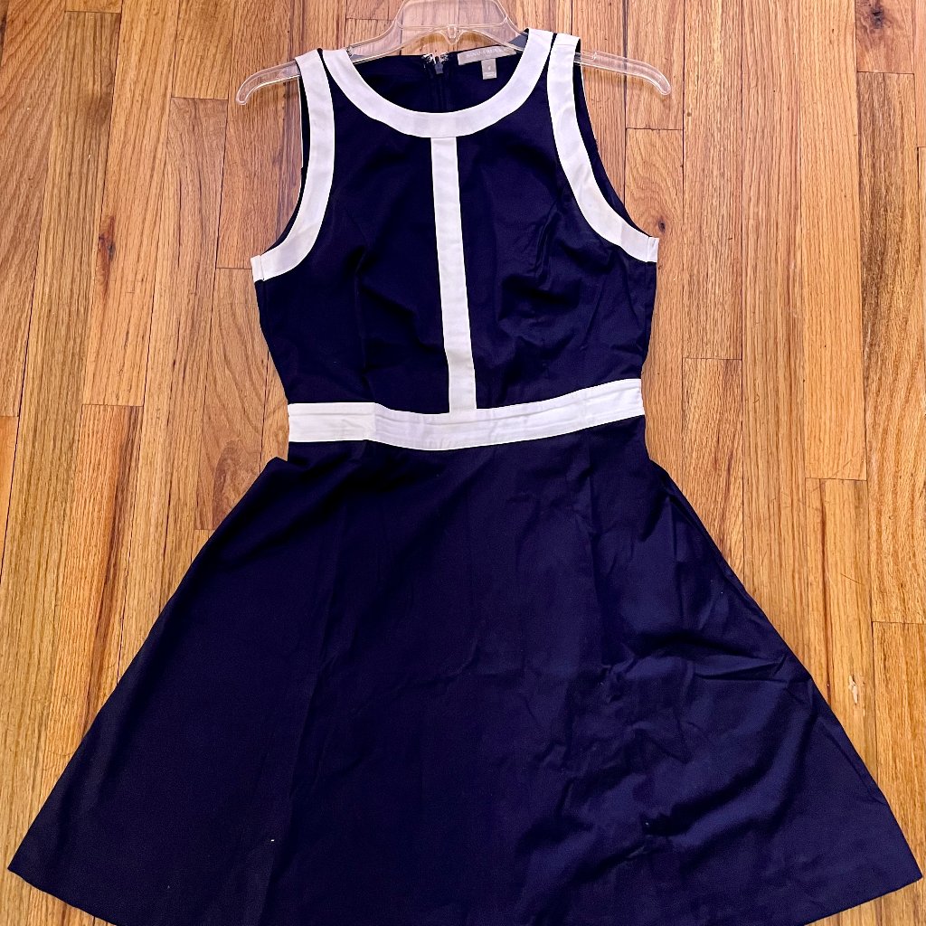 Banana Republic Nautical Navy & White A-Line Dress, Size 4